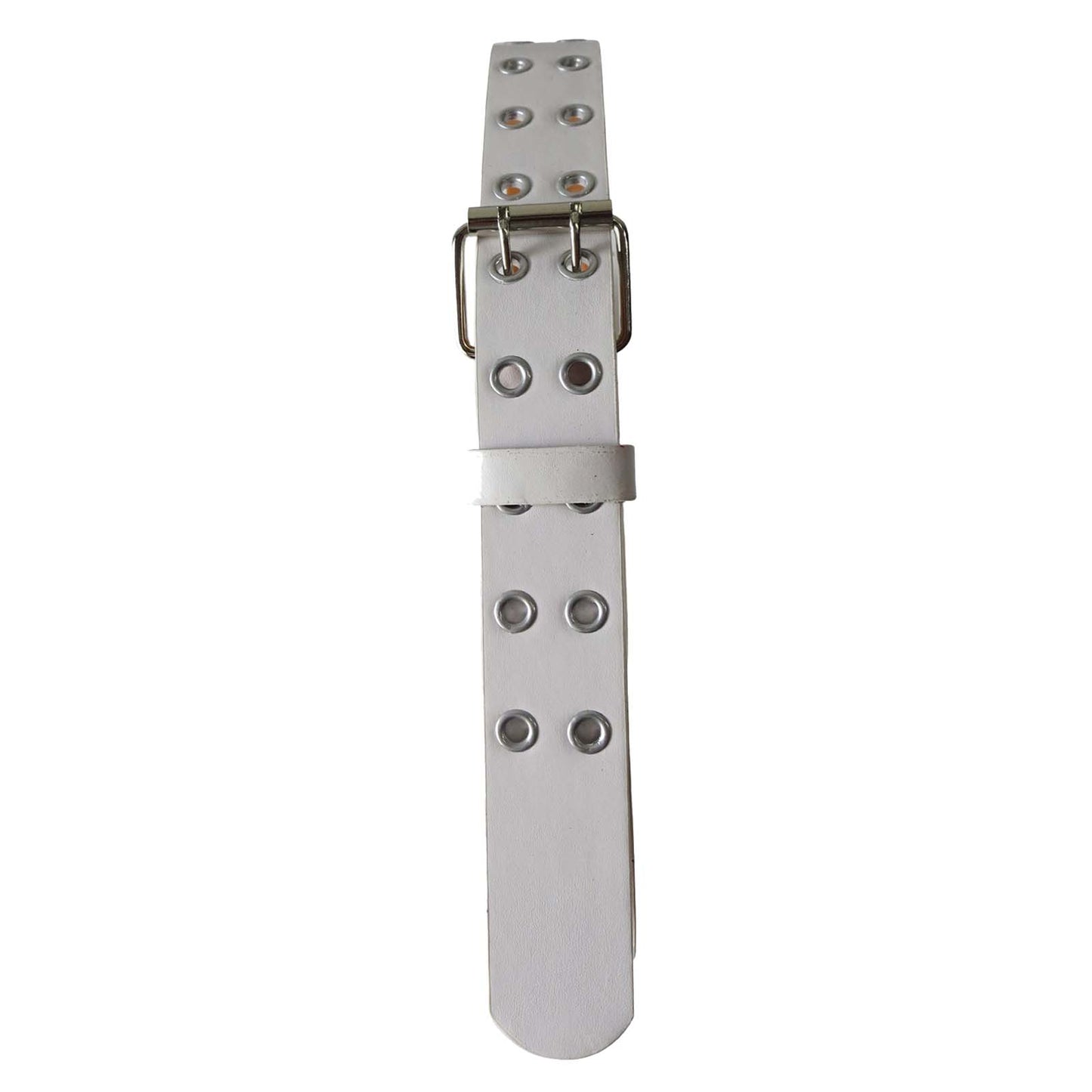 white wholesale leather grommet belt for men