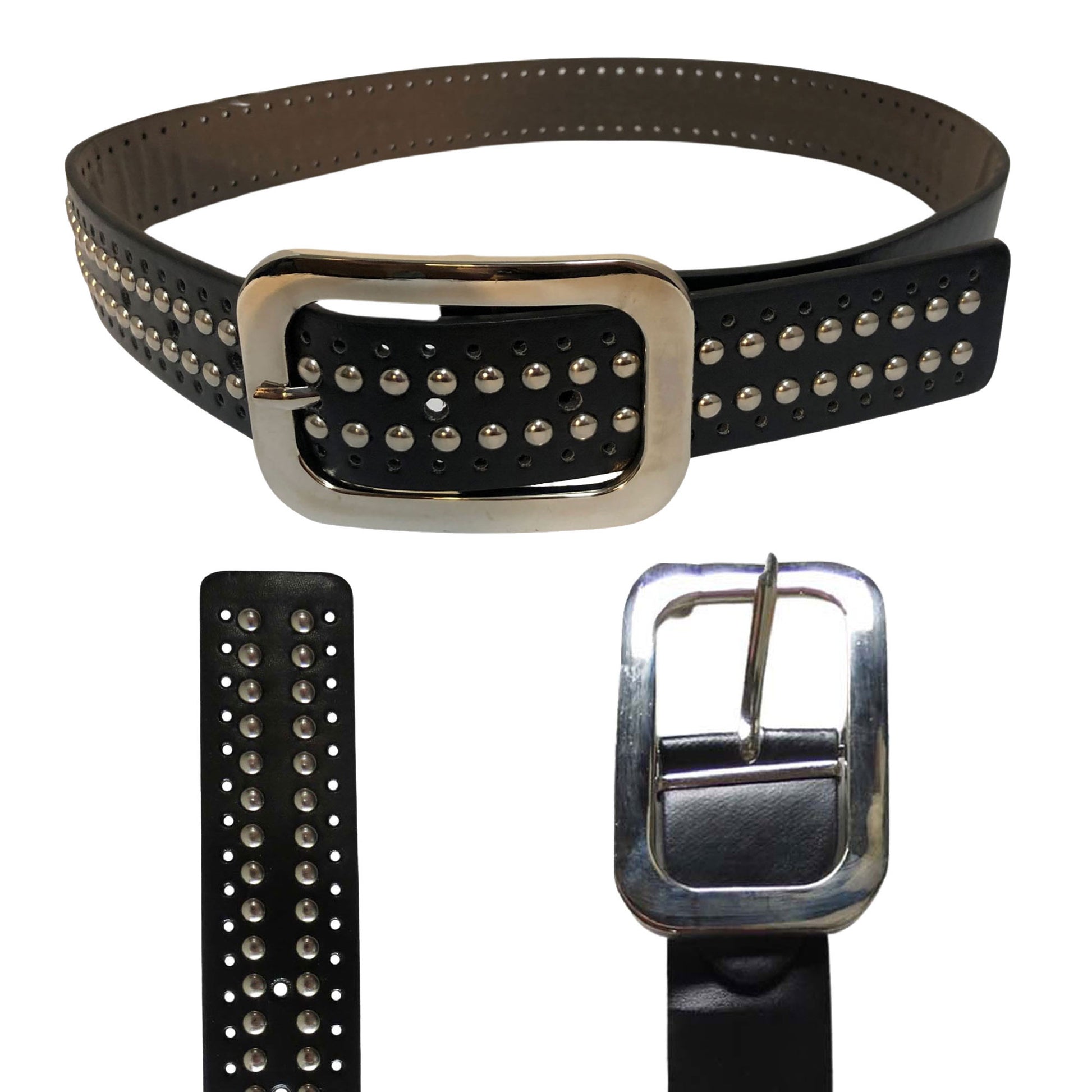 wholesale studded men's leather belt in black