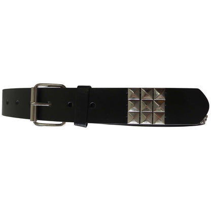 black leather skull design belt for men with silver studs