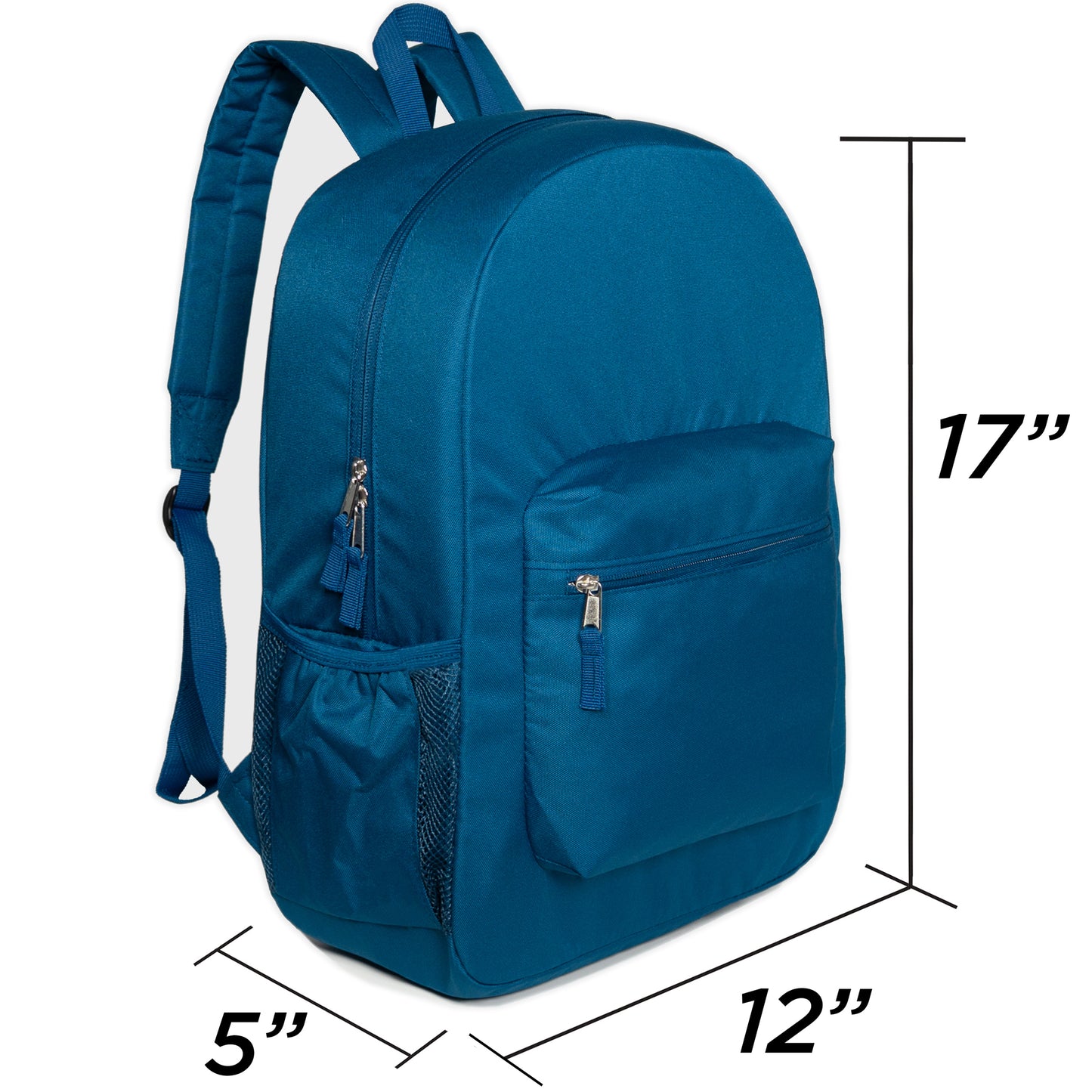 17" Padded Back Wholesale Backpacks in 6 Colors - Side Pocket - Bulk Case of 24 ($6.60 / UNIT - ITEM: DWBP-368-24)