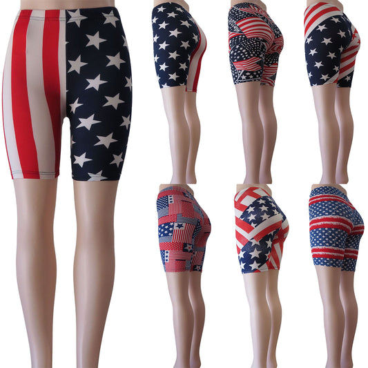 USA flag inspired bike shorts for women