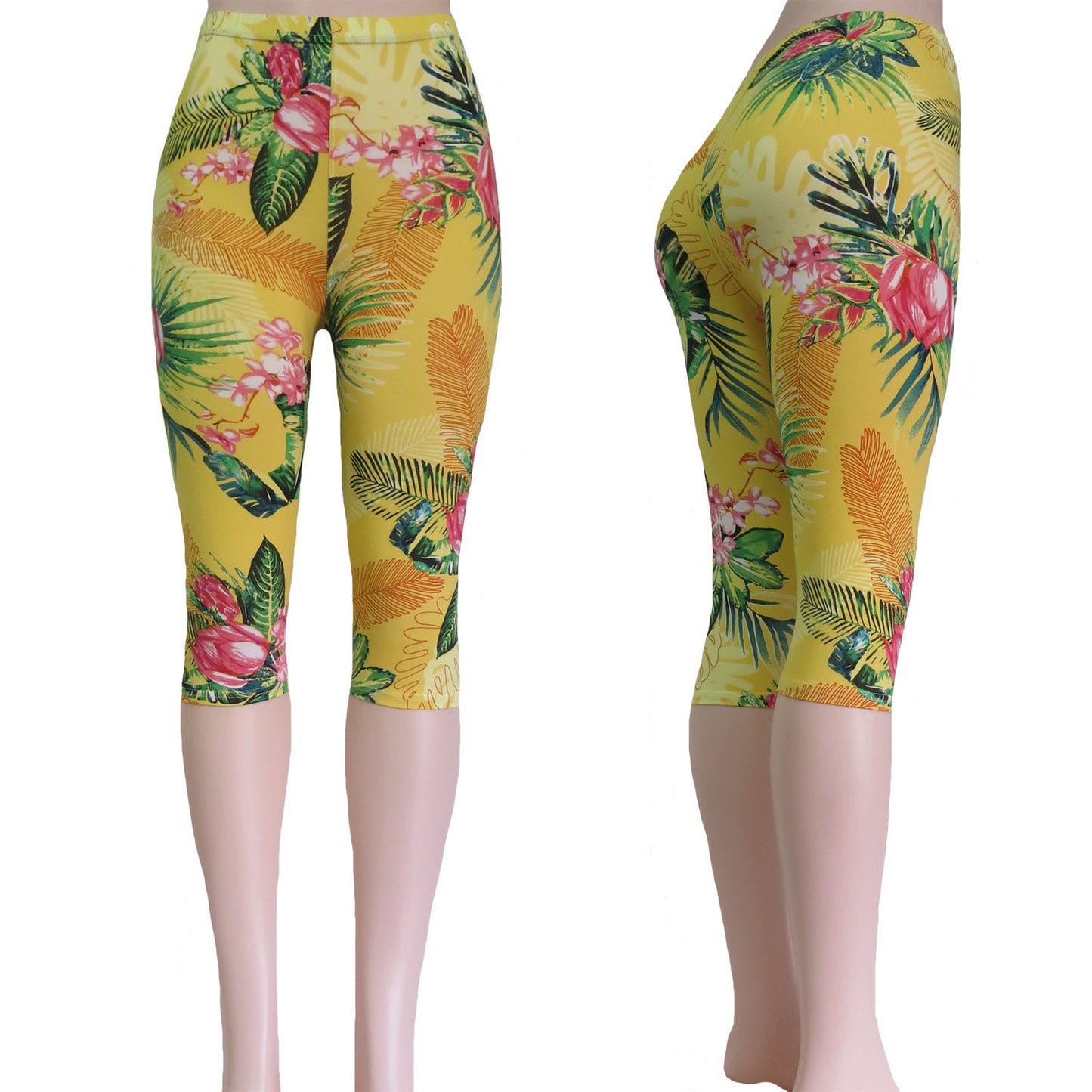 ITEM NUMBER: AP730-CANDY (12 PIECE PACK WAS $2.75 - CLEARANCE SALE JUST $1.50 / PIECE) FLOWER PATTERN CAPRI LEGGINGS