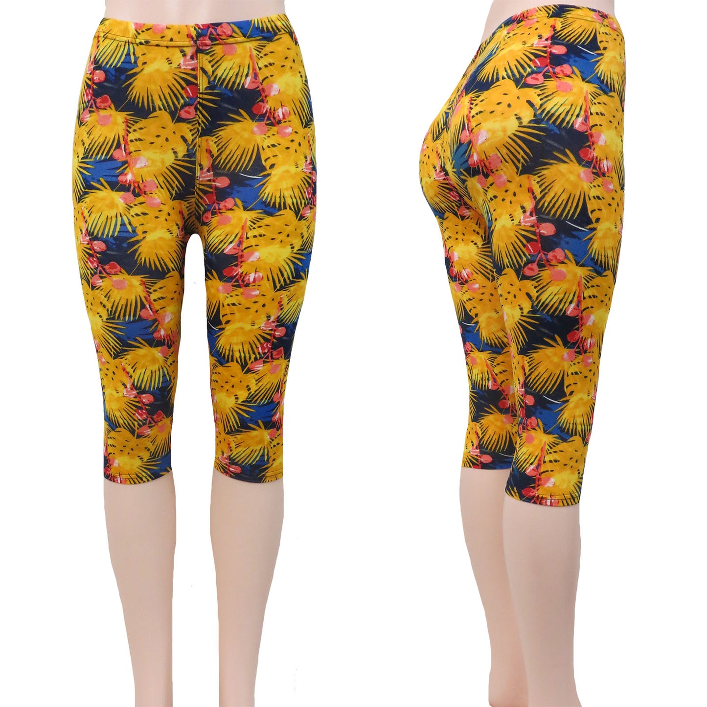 ITEM NUMBER: AP730-CHARLIZE (12 PIECE PACK WAS $2.75 - CLEARANCE SALE JUST $1.50 / PIECE) MULTICOLOR PATTERNED CAPRI LEGGINGS