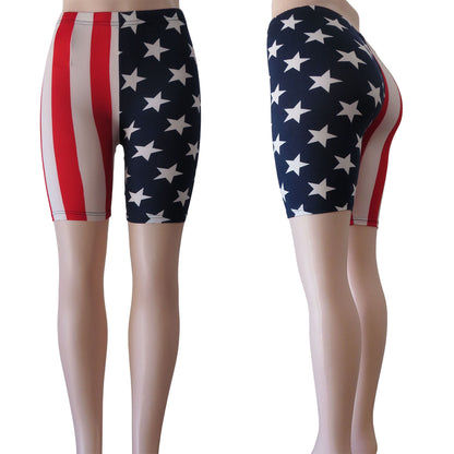 womens USA flag inspired bike shorts