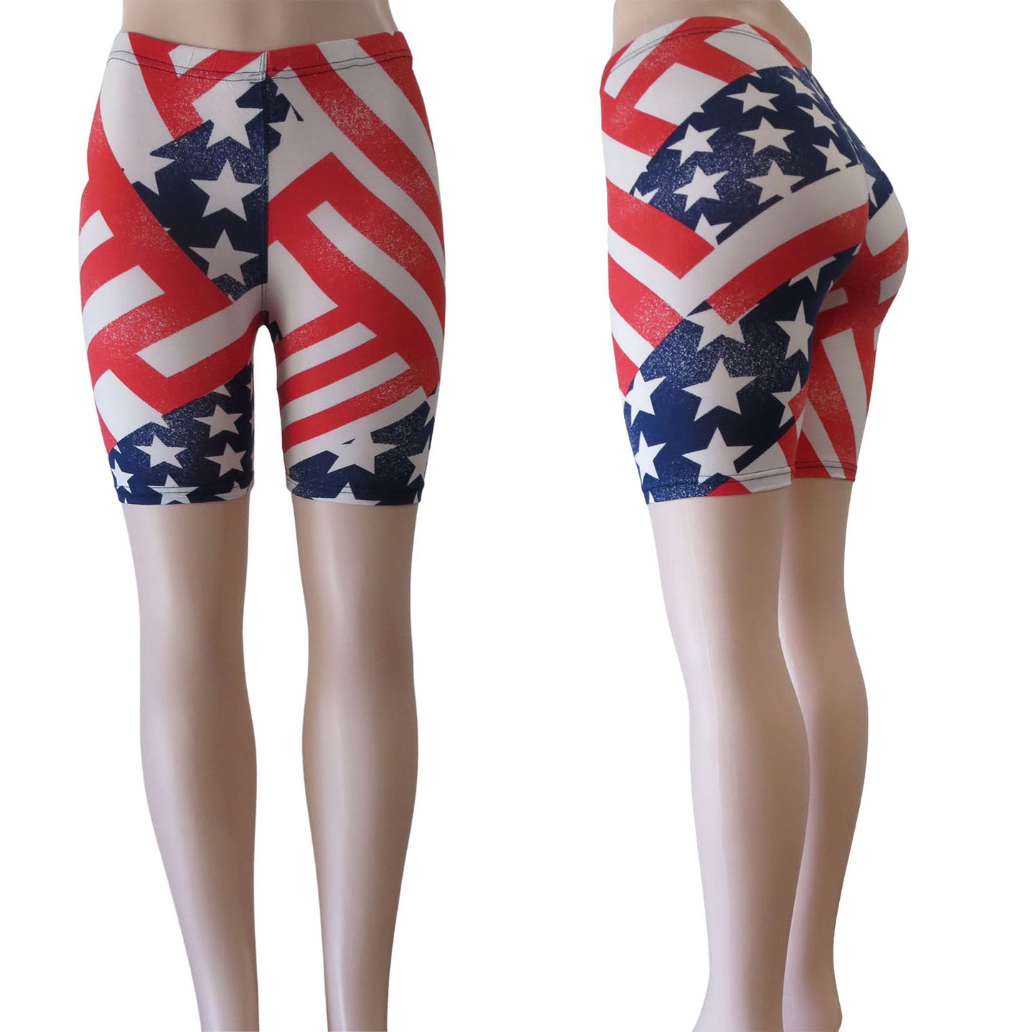 americana butter soft bike shorts in flag themed prints