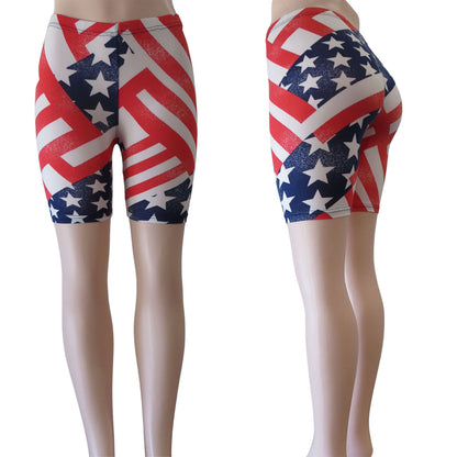 americana butter soft bike shorts in flag themed prints