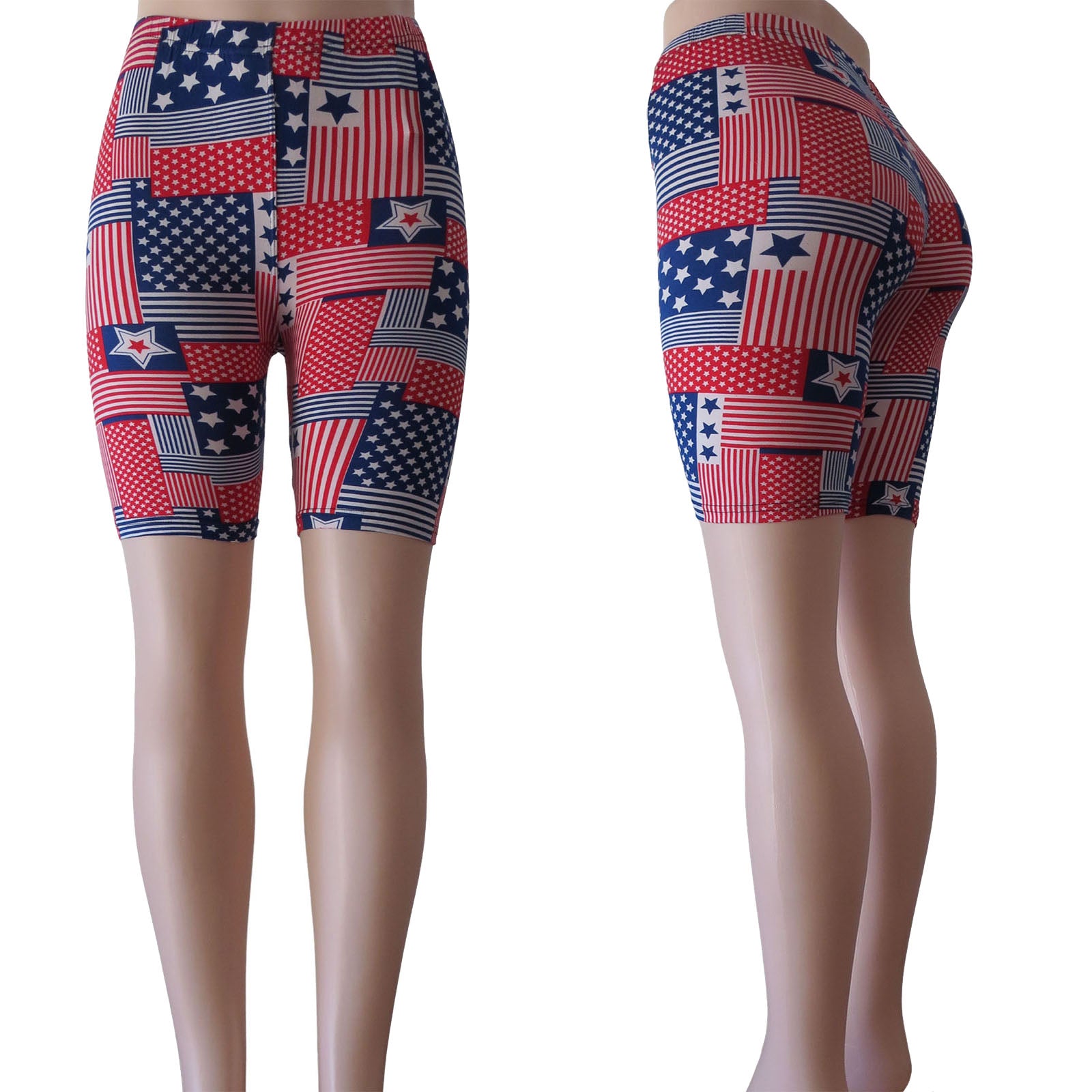 bike shorts for women wholesale red white and blue flag inspired prints