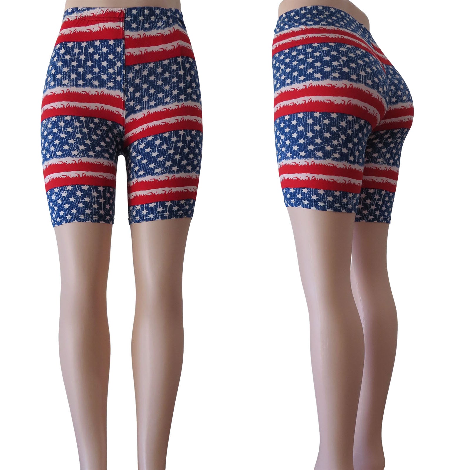 wholesale flag print bike shorts for women