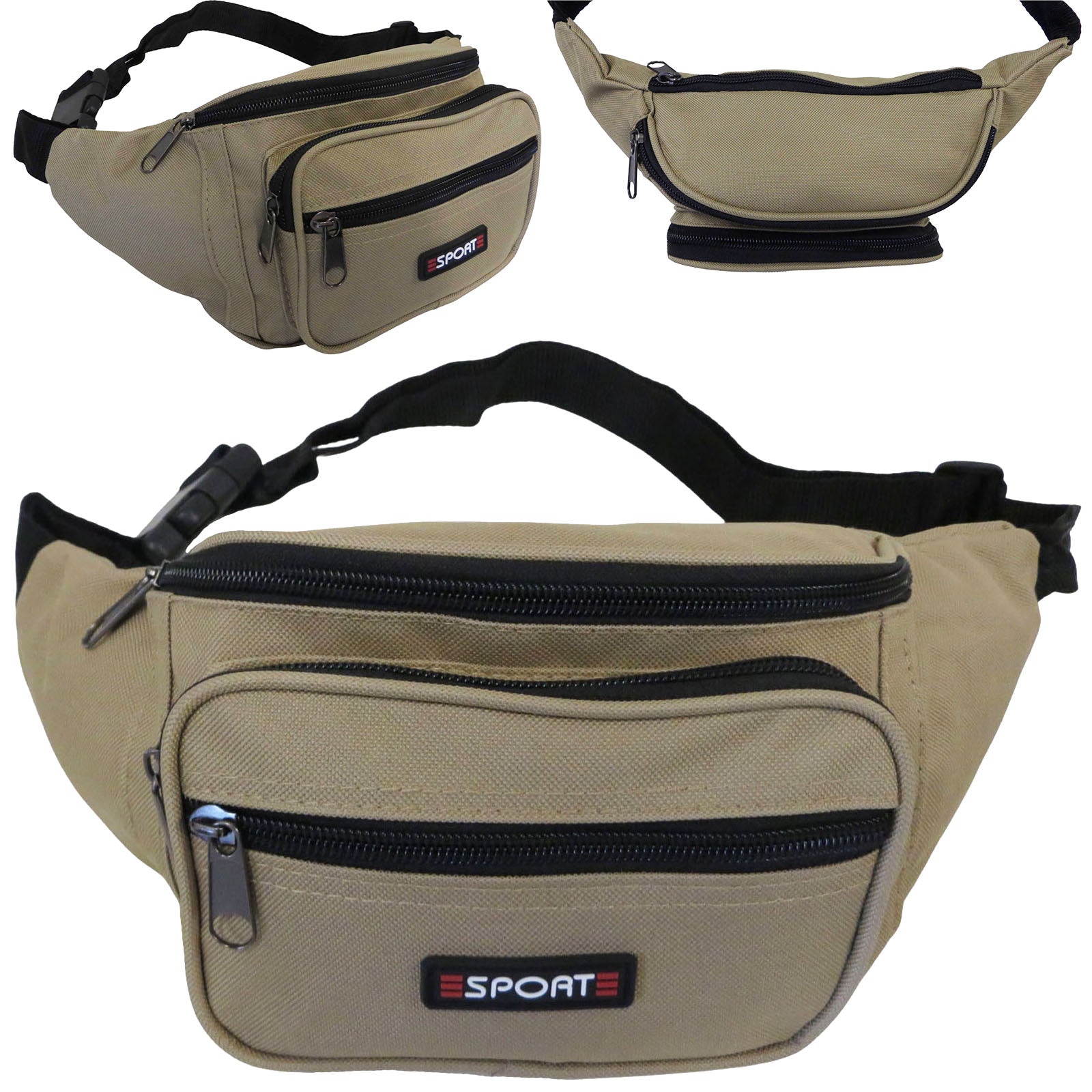 beige wholesale fanny pack waist bag for men and women casual wear and travel