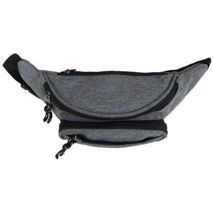 wholesale fanny pack in gray with 4 zipper pockets