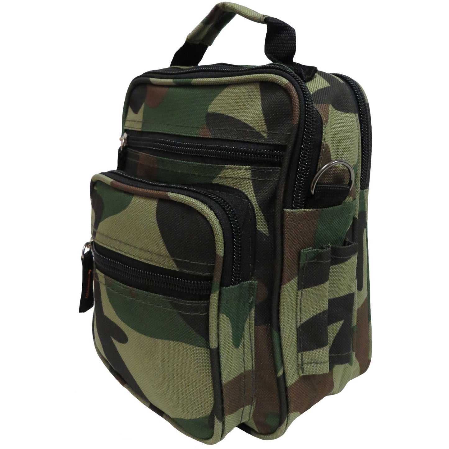 Camouflage messenger bag in a popular camo print design with a carry handle
