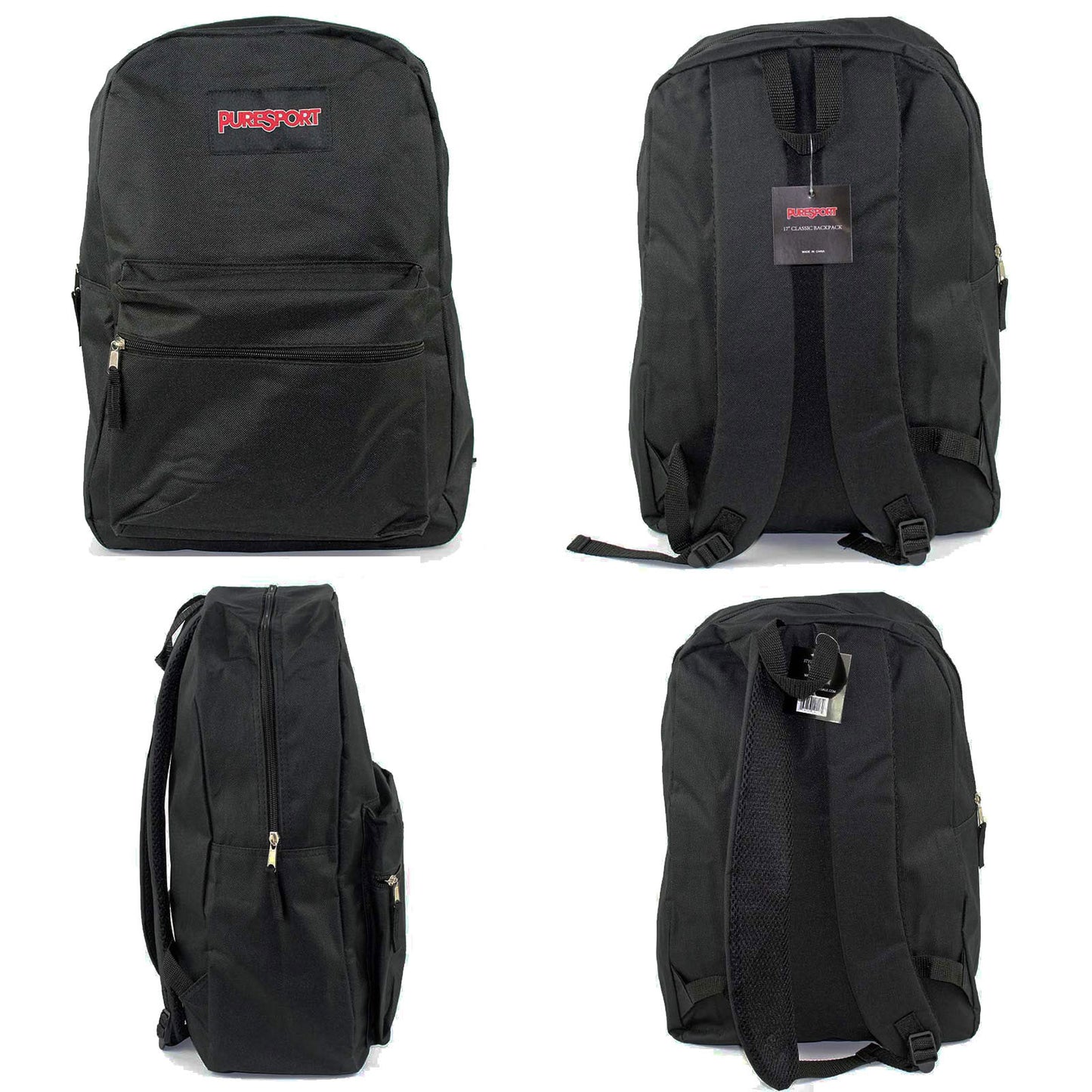 black 15 inch back to school wholesale backpack for boys or girls