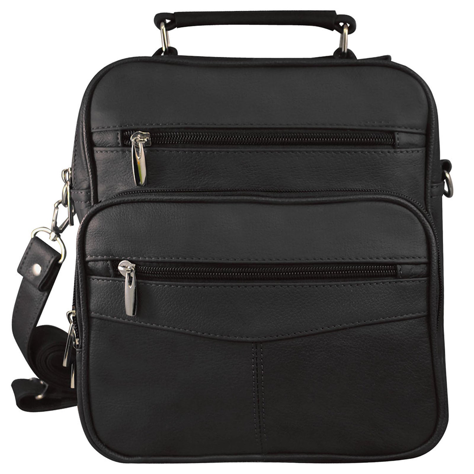 leather wholesale messenger shoulder bag for men or women in black