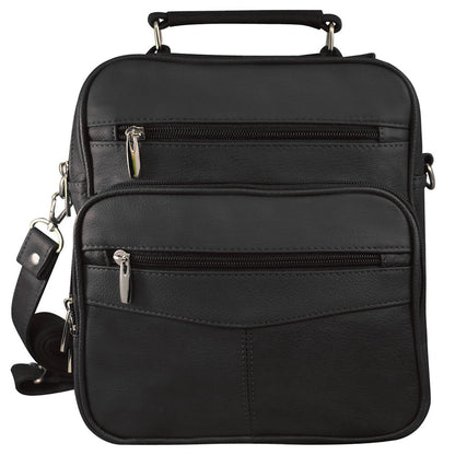 leather wholesale messenger shoulder bag for men or women in black