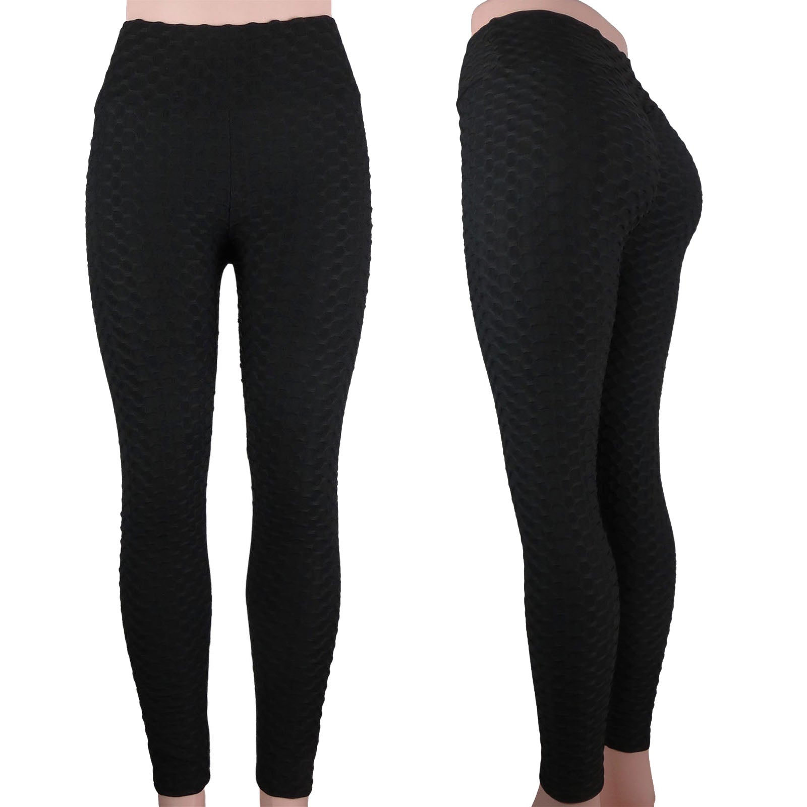 Wholesale bubble pattern tiktok leggings with a high waist and anti cellulite scrunch butt compression in black