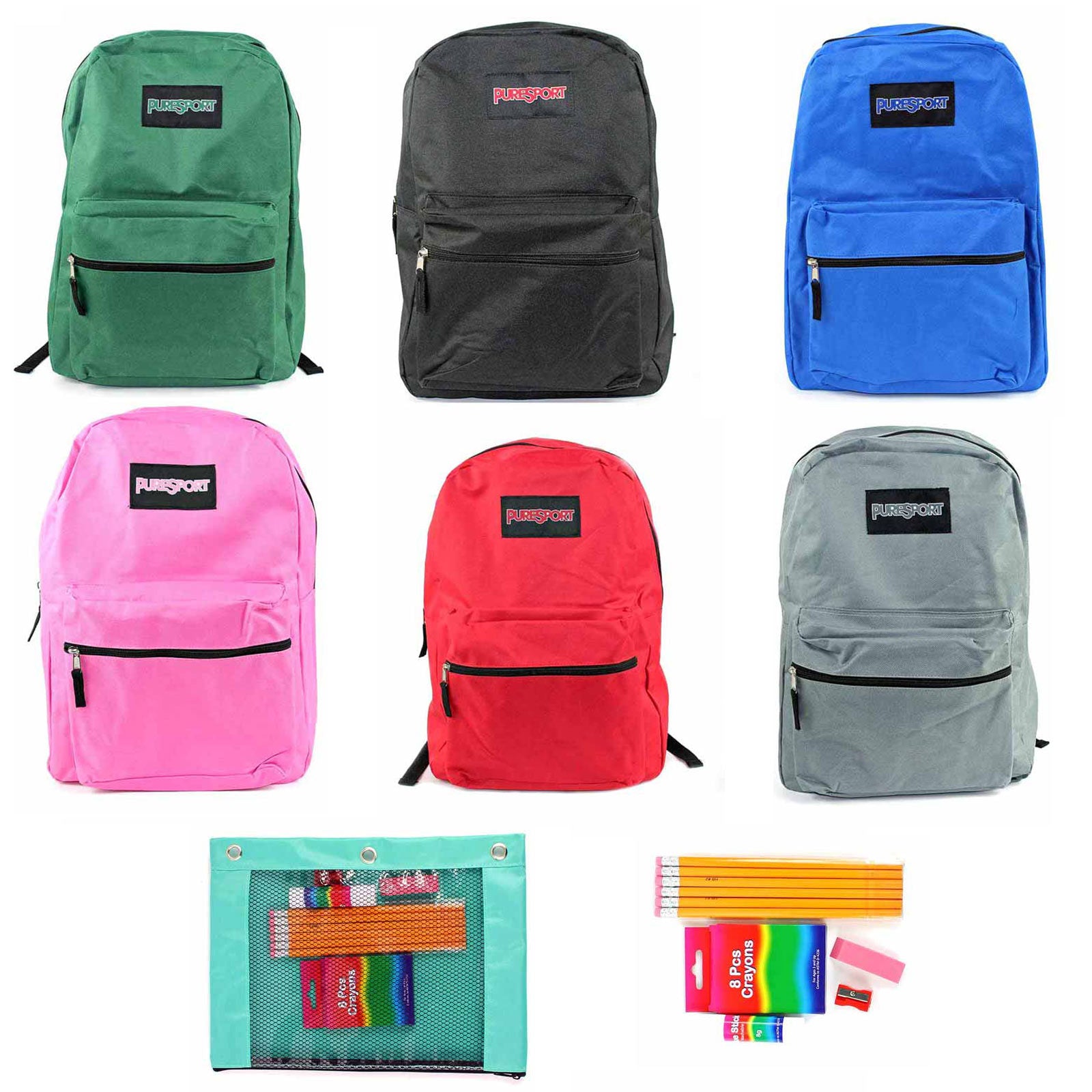 17 inch bulk wholesale backpacks with high school supply kits
