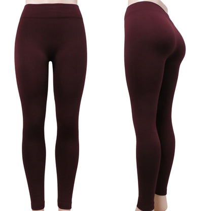 burgundy fleece lined leggings wholesale
