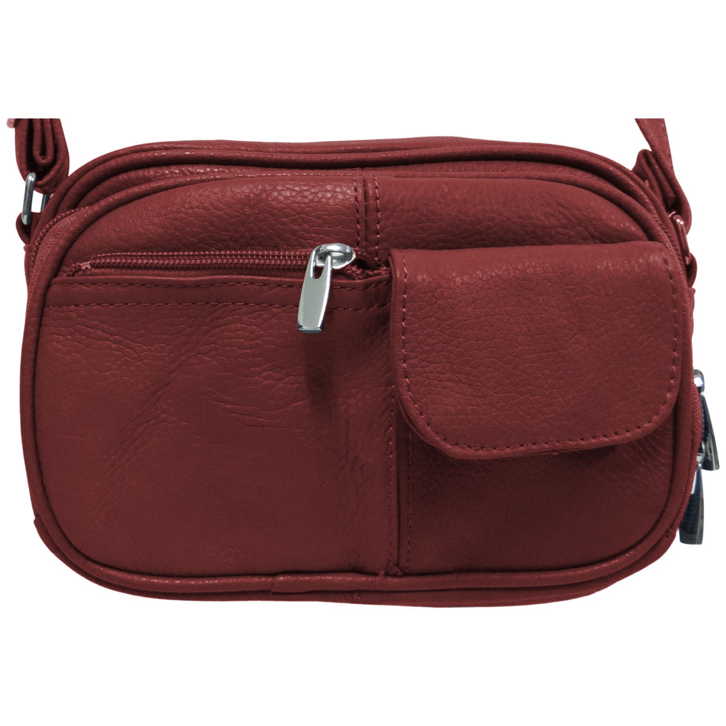 womens leather wholesale compact sized crossbody organizer in red