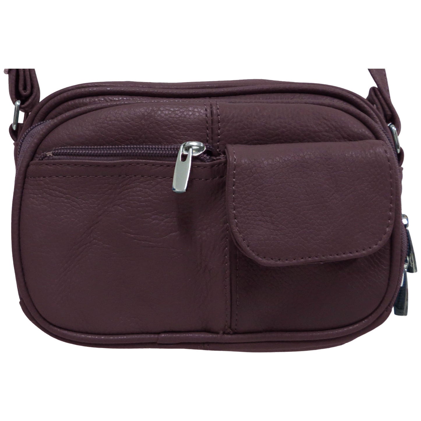 womens leather wholesale compact sized crossbody organizer in wine burgundy