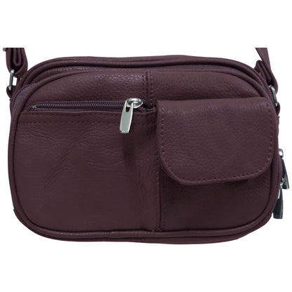 womens leather wholesale compact sized crossbody organizer in wine burgundy