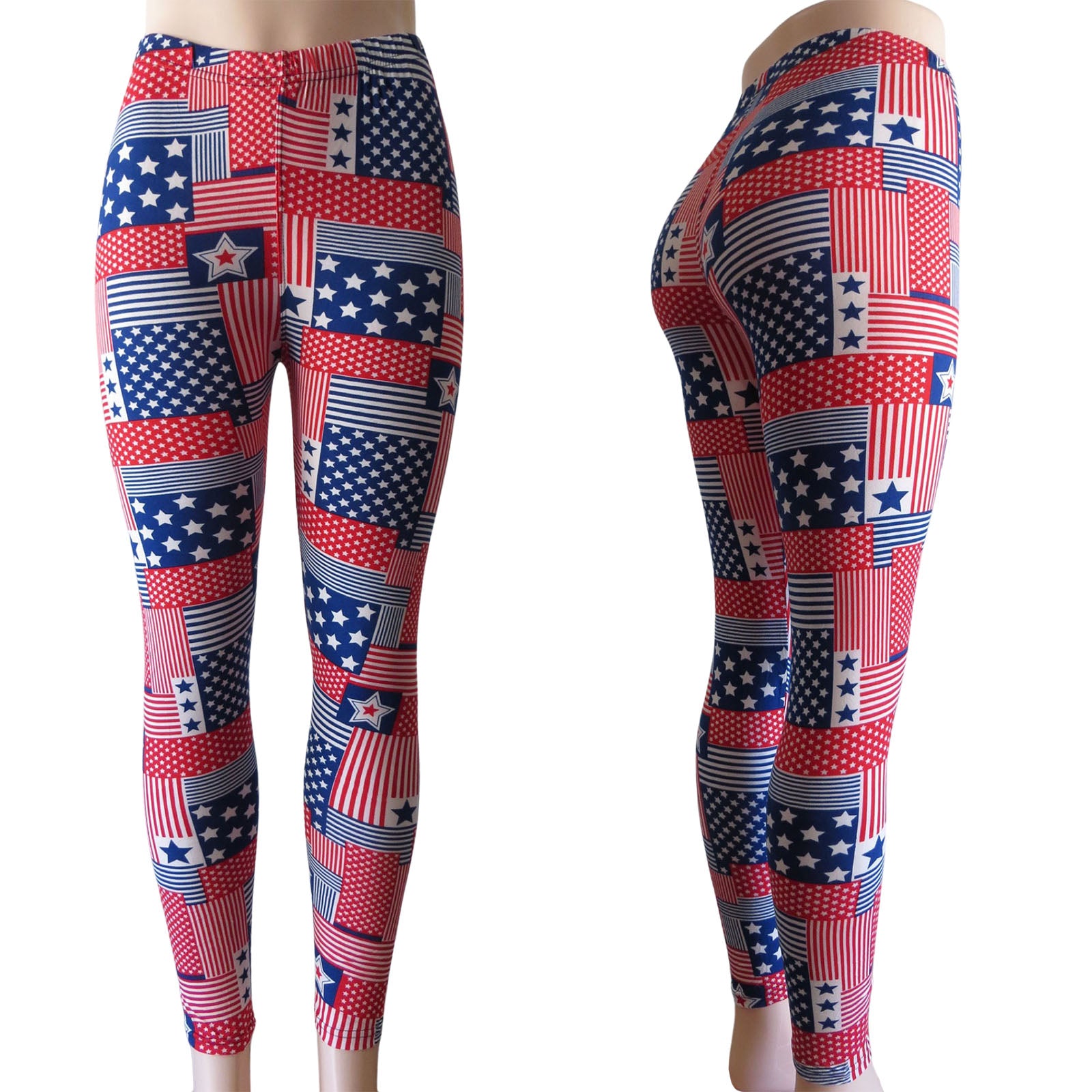 USA flag red and blue sparkles glitters Leggings | Zazzle