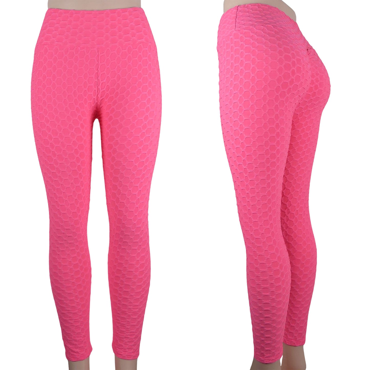 Wholesale bubble pattern tiktok leggings with a high waist and anti cellulite scrunch butt compression in pink