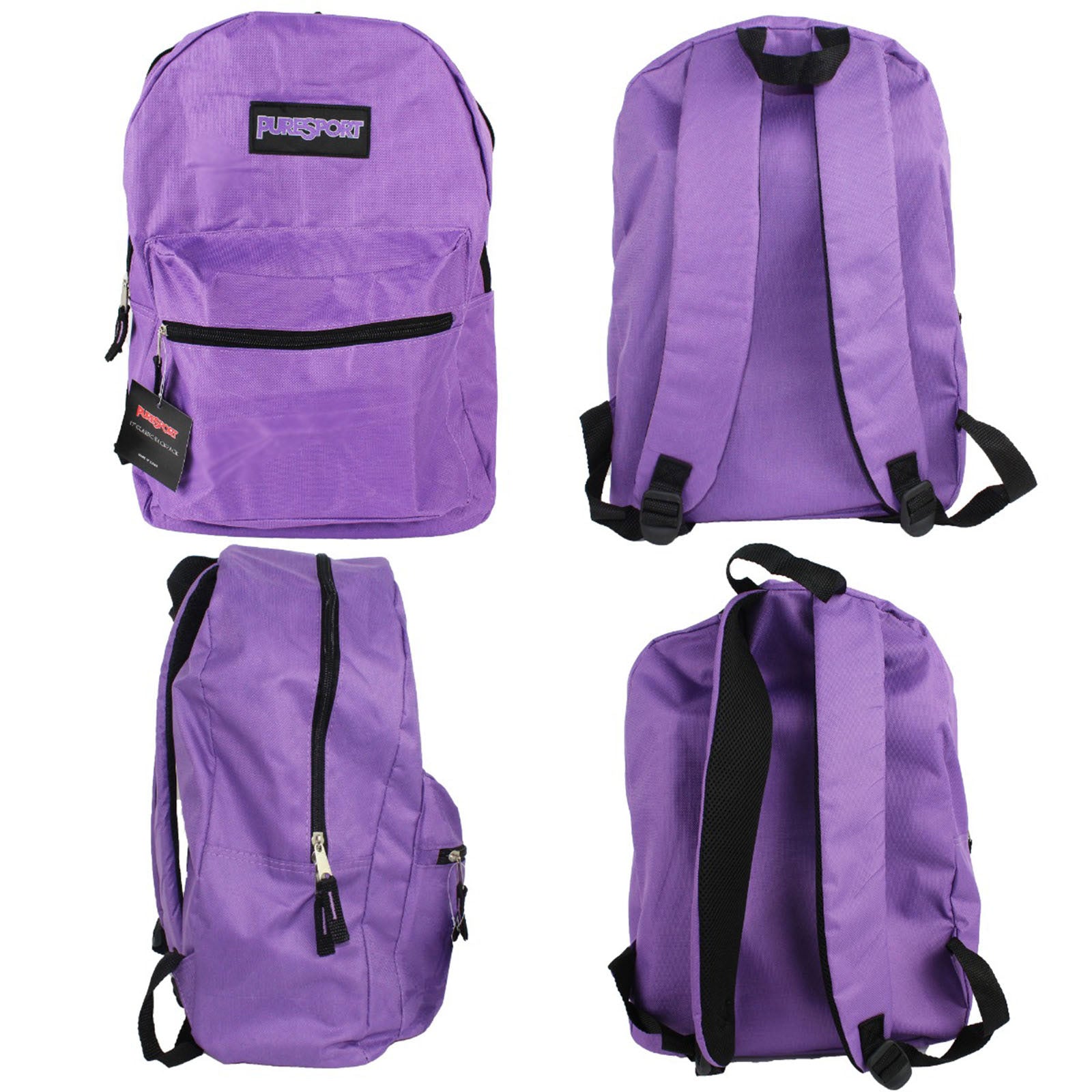 bulk wholesale backpacks in purple 17 inch bookbags for back to school