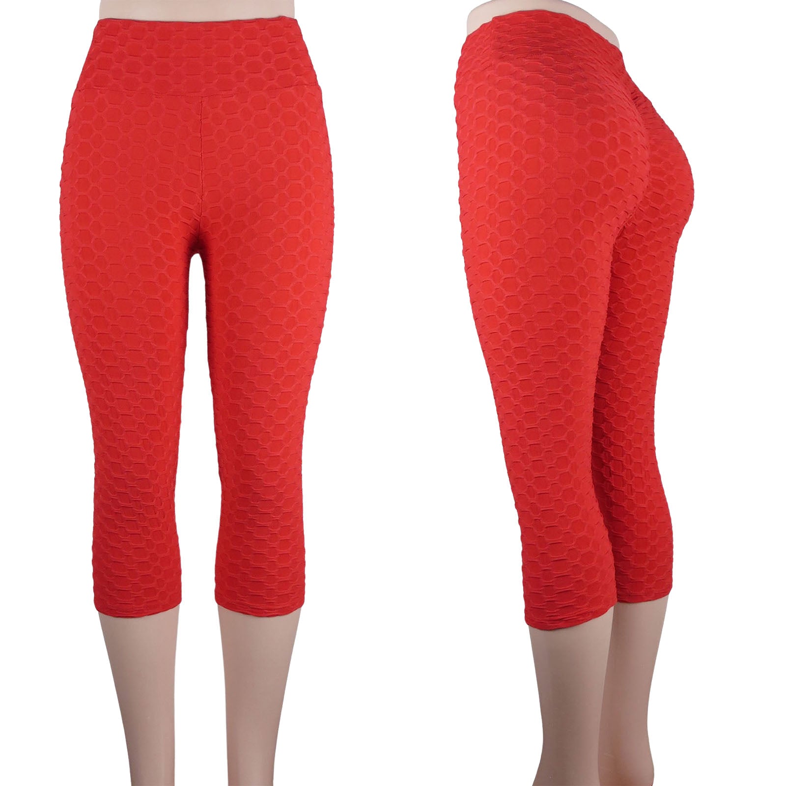 wholesale red tiktok leggings capri scrunch butt lift high waist
