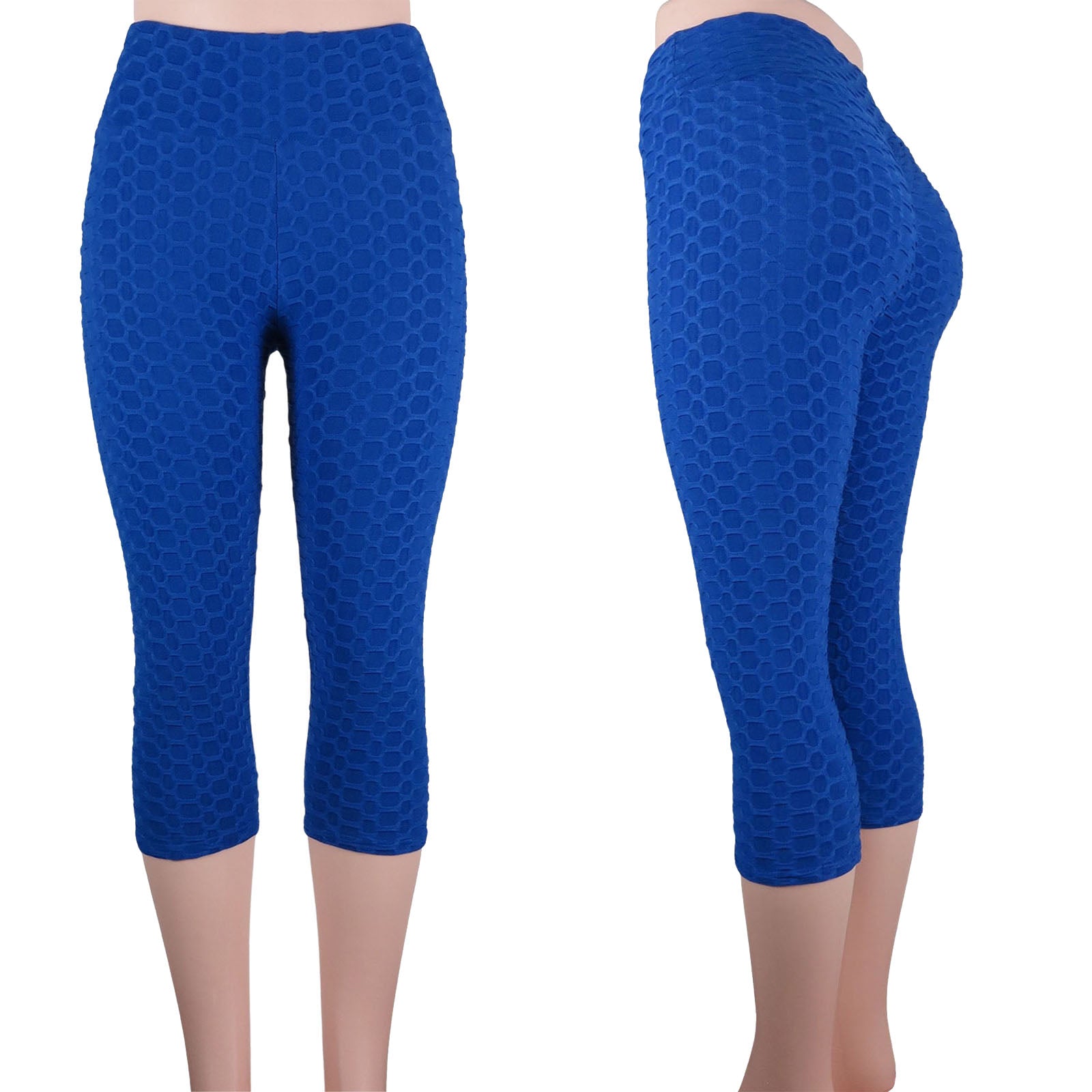 Blue Yoga Shorts Women Short Yoga Pants S XL Solid High Waist