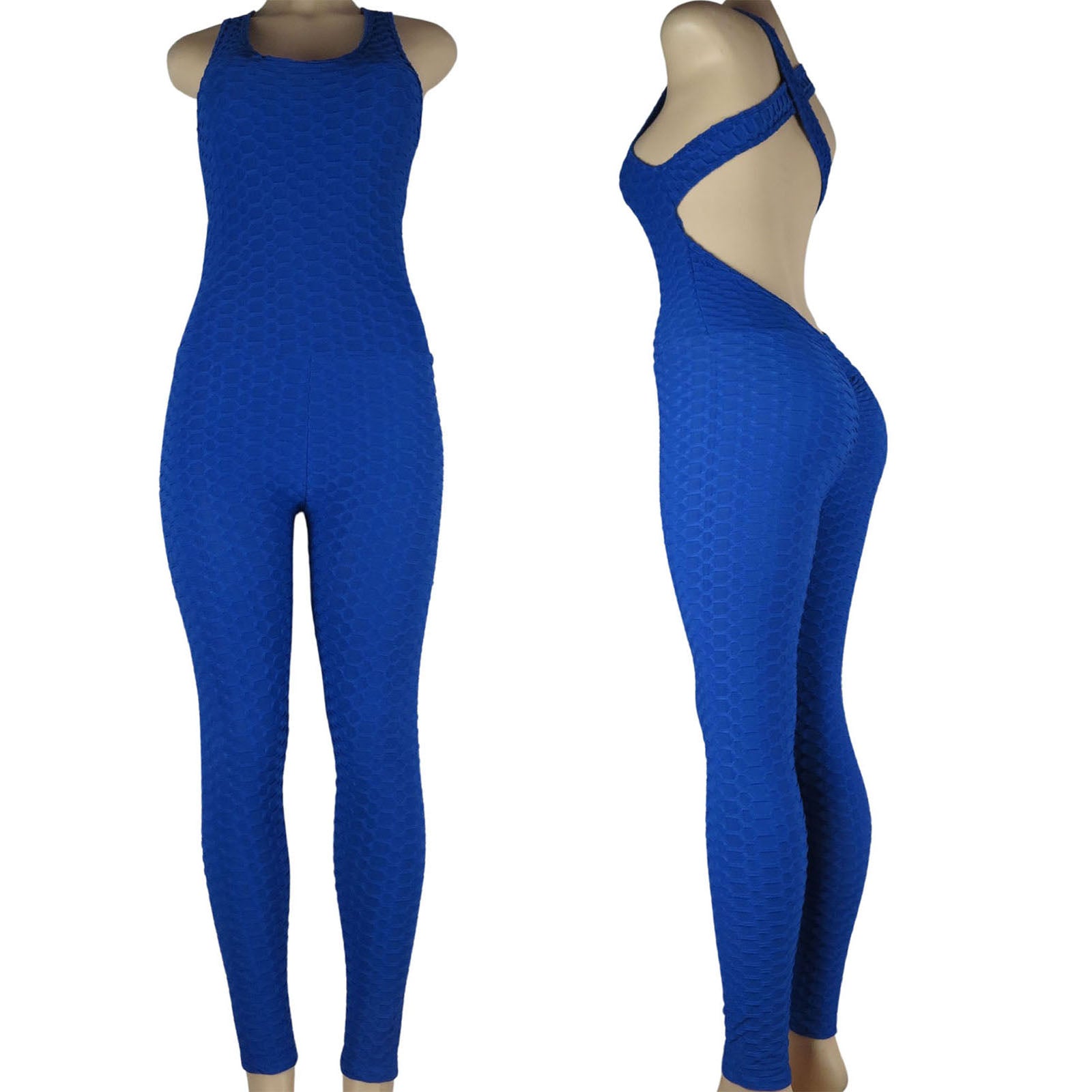 Blue Women Yoga Bodysuit/ Jumpsuit Women/ Printed Bodysuit 