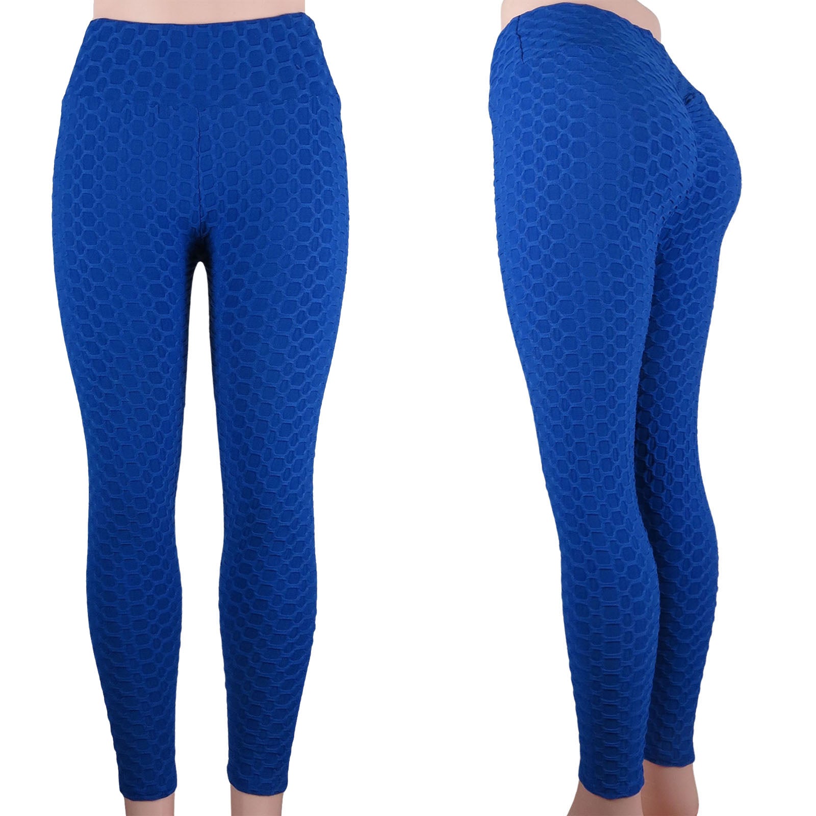 Wholesale bubble pattern tiktok leggings with a high waist and anti cellulite scrunch butt compression in royal blue