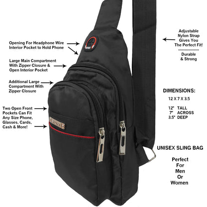 Wholesale Shoulder Sling Bag Messenger Cross Body in Black - Alessa Reece