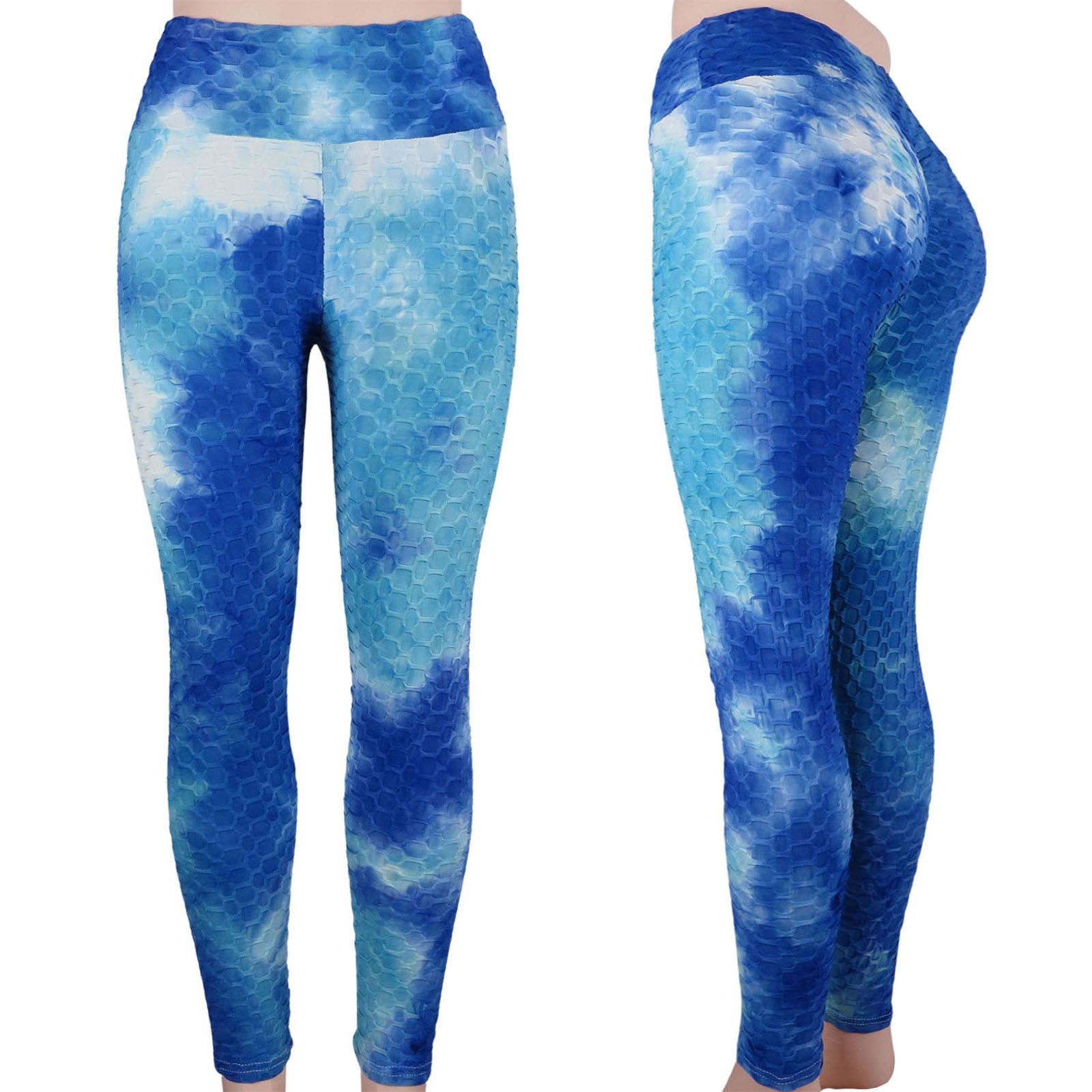 scrunch butt tie dye wholesale tiktok leggings with a high waist in blue color blend