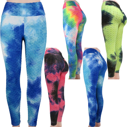 scrunch butt tie dye wholesale tiktok leggings with a high waist in assorted patterns