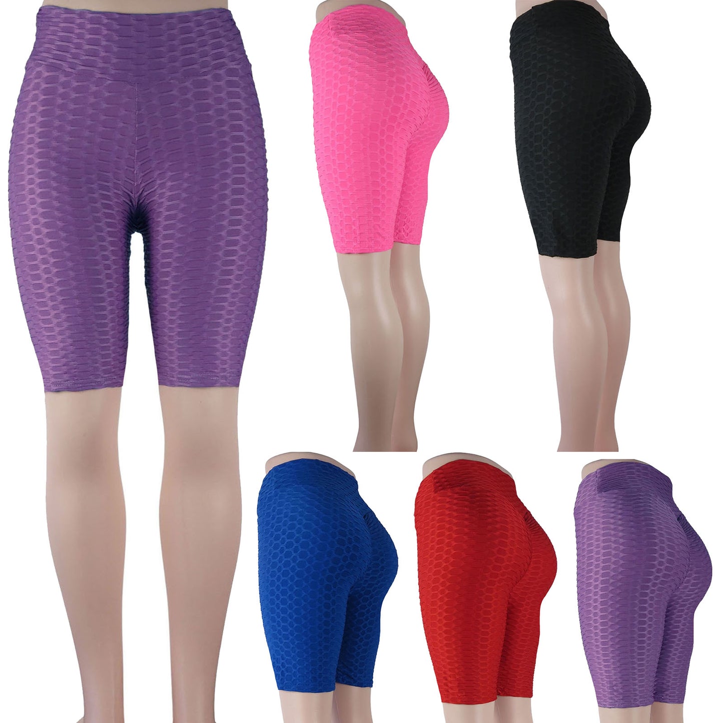 Wholesale TikTok bubble bike shorts leggings solid color assortment high waist push up butt