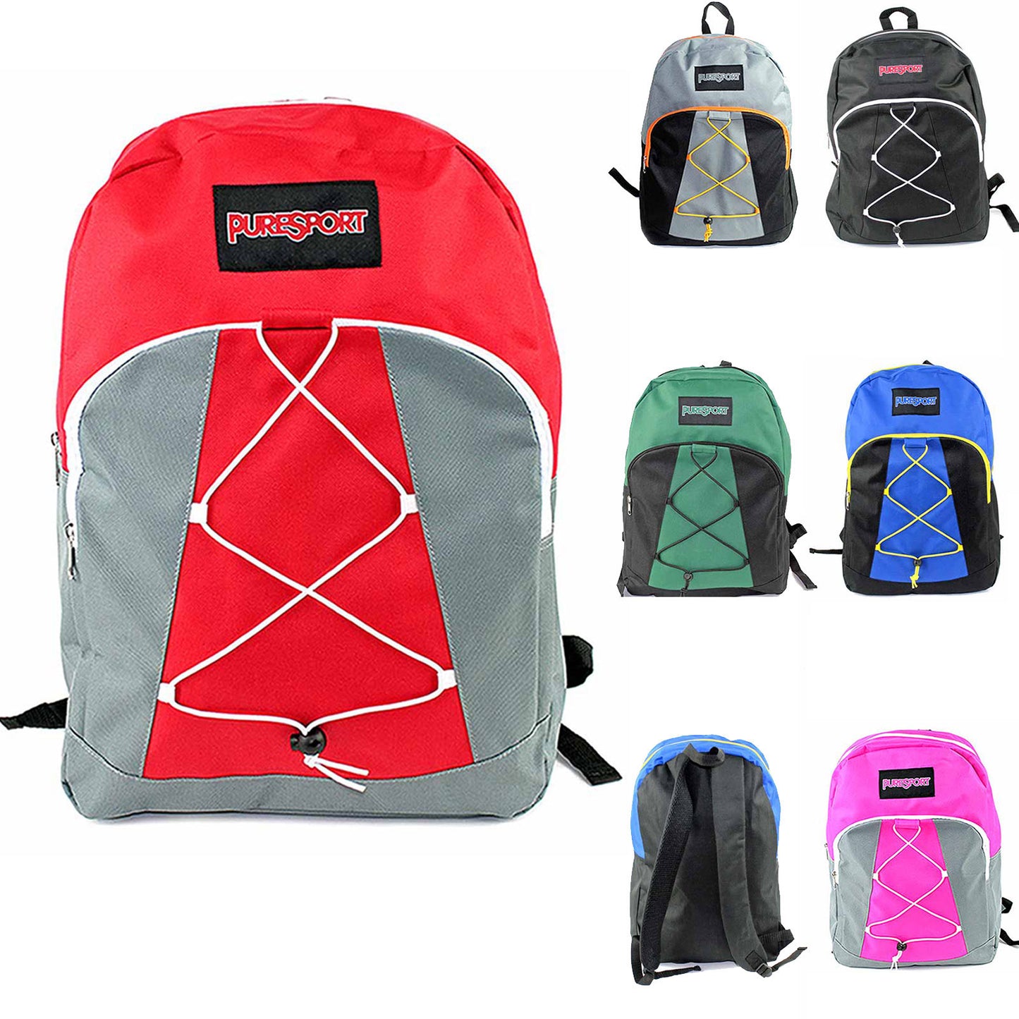 Bulk Wholesale Backpacks Bungee Design !7 Inch Book Bags for Back to School