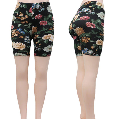 Butter Soft Women's Wholesale Bike Shorts in Assorted Flower Prints - Alessa Rochelle