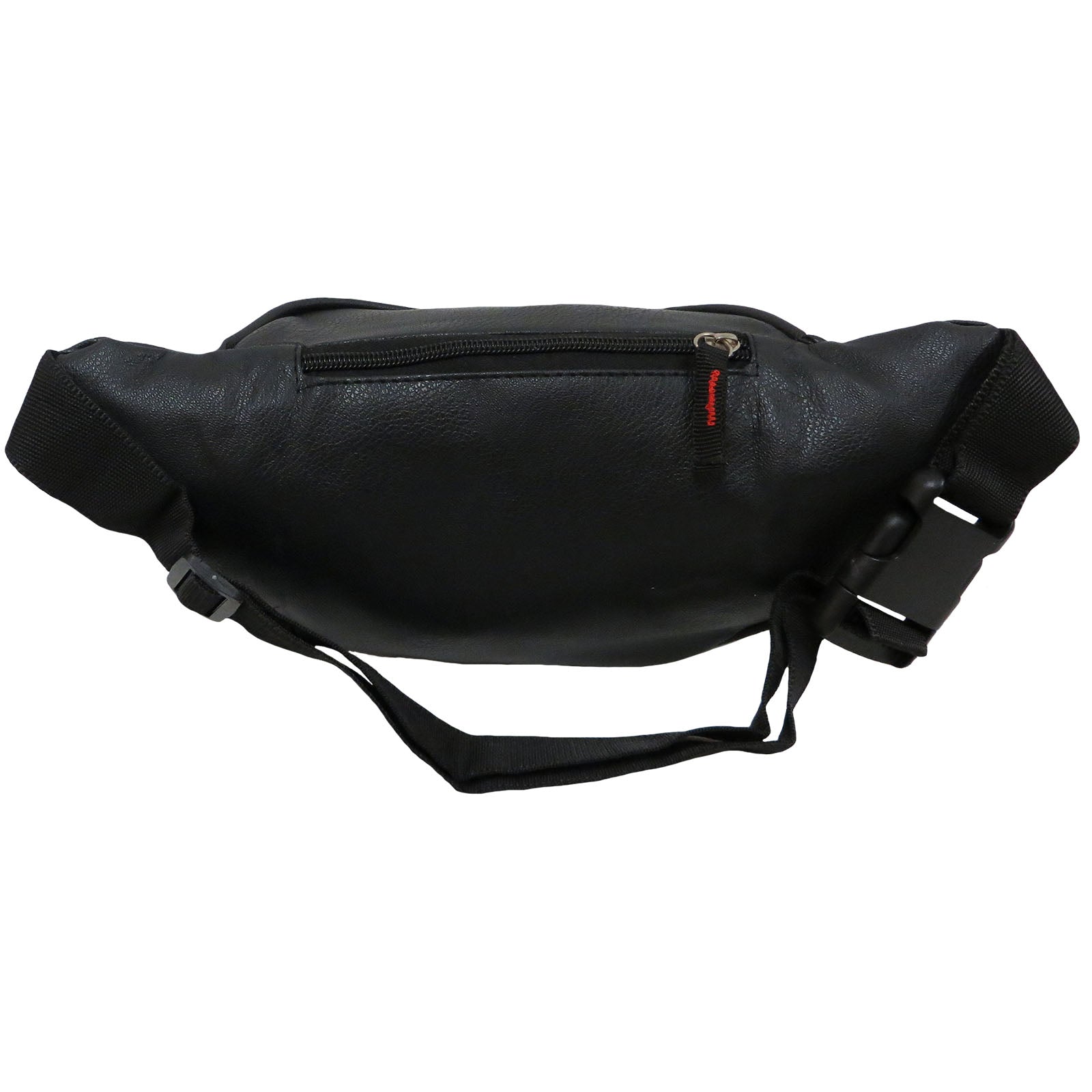 Unisex Wholesale Fanny Bag in Black Faux Leather - Alessa Alex