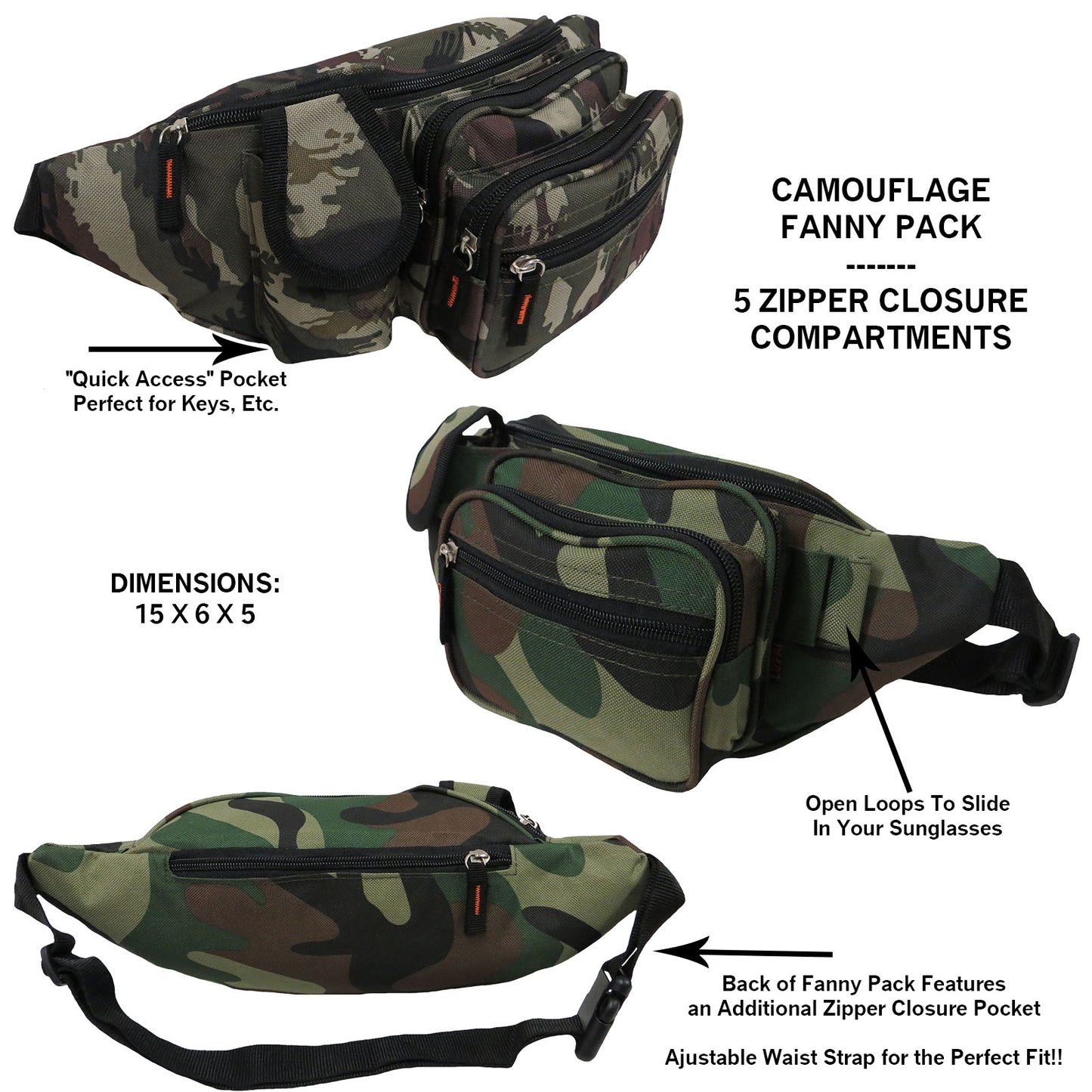 Wholesale Camouflage Fanny Bag for Men or Women - Alessa Peyton Camo