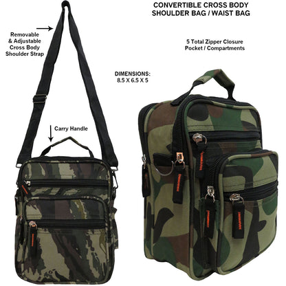 Wholesale Camouflage Messenger Bag Cross Body Convertible to Fanny Pack- Alessa Jamie