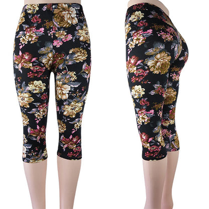 wholesale bulk priced flower print capri leggings