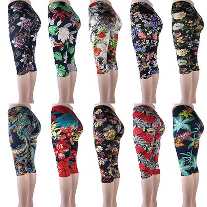bulk priced flower print capri leggings wholesale