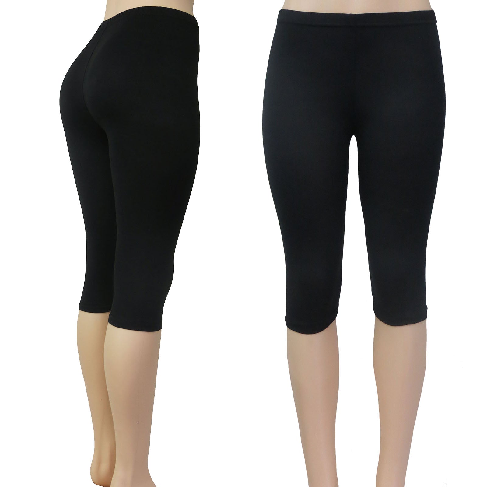 Alessa Vanessa Wholesale Solid Color Capri Leggings in Black