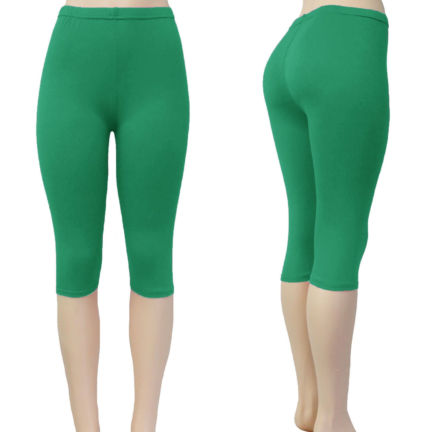 Alessa Vanessa Wholesale Solid Color Capri Leggings in Green