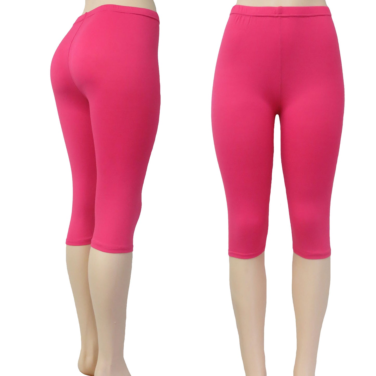Alessa Vanessa Wholesale Solid Color Capri Leggings in Pink