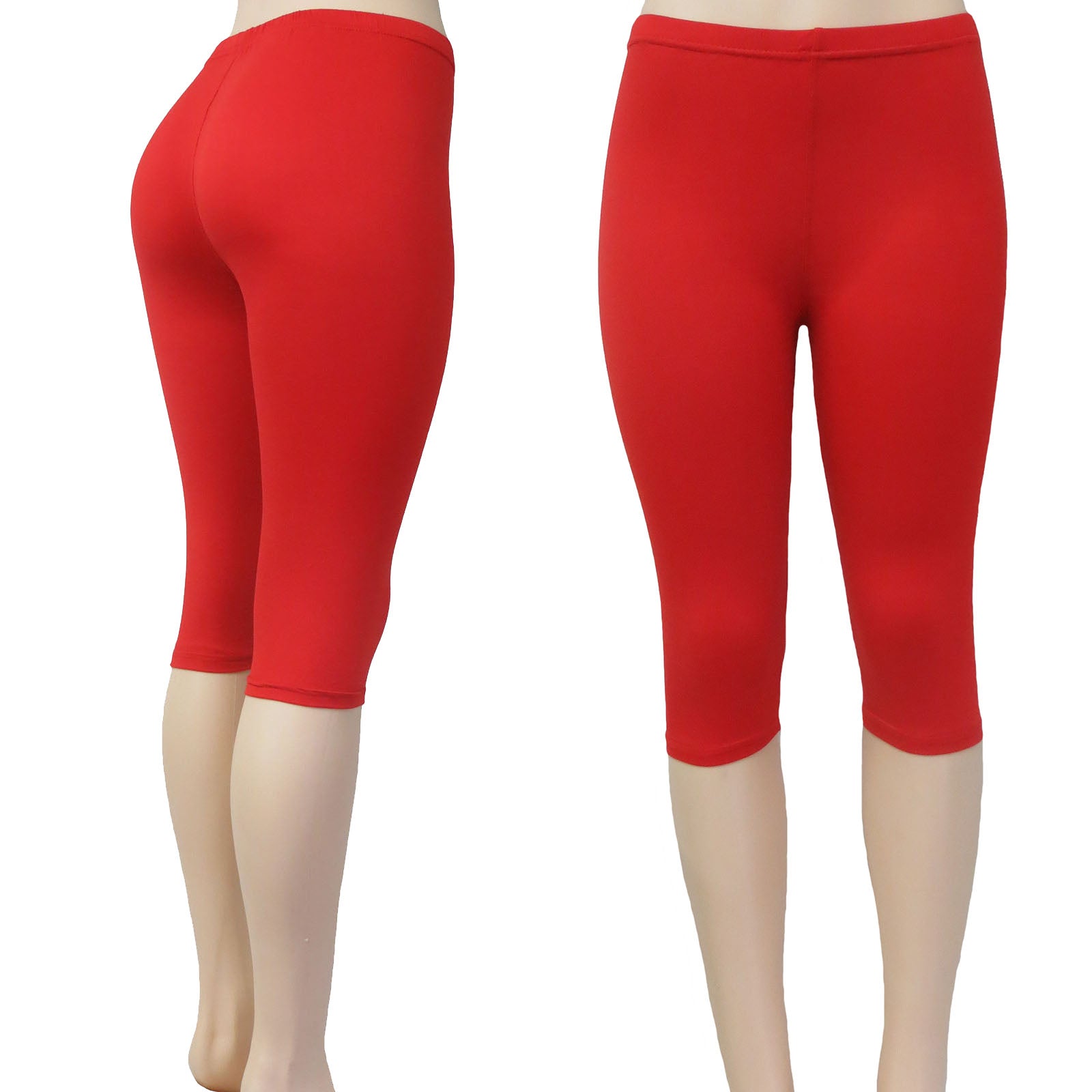 Alessa Vanessa Wholesale Solid Color Capri Leggings in Red