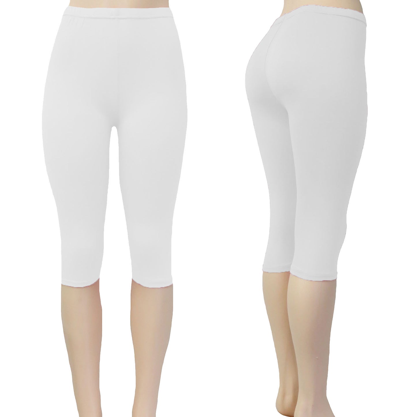 Alessa Vanessa Wholesale Solid Color Capri Leggings in White