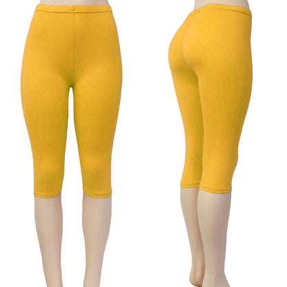 Alessa Vanessa Wholesale Solid Color Capri Leggings in Yellow