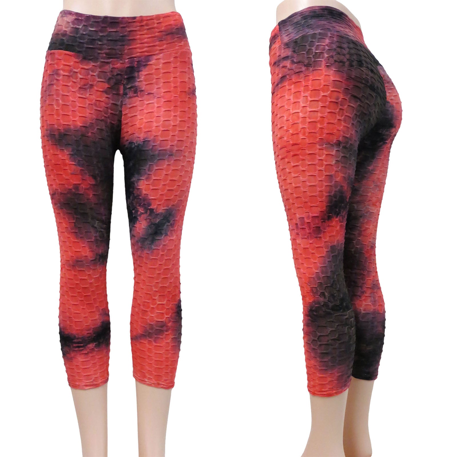 Women'S Tie Dye Print Elastic High Waist Compression Yoga Shorts