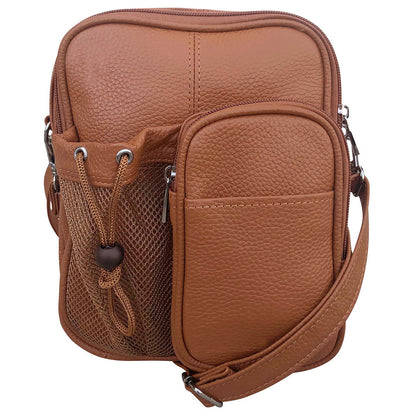 wholesale leather convertible crossbody backpack travel bag in brown